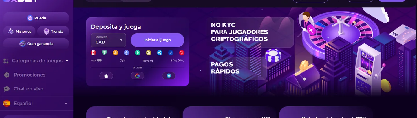 0xBET — 100% hasta 300 € y hasta 500 Giros Gratis en tu primer depósito